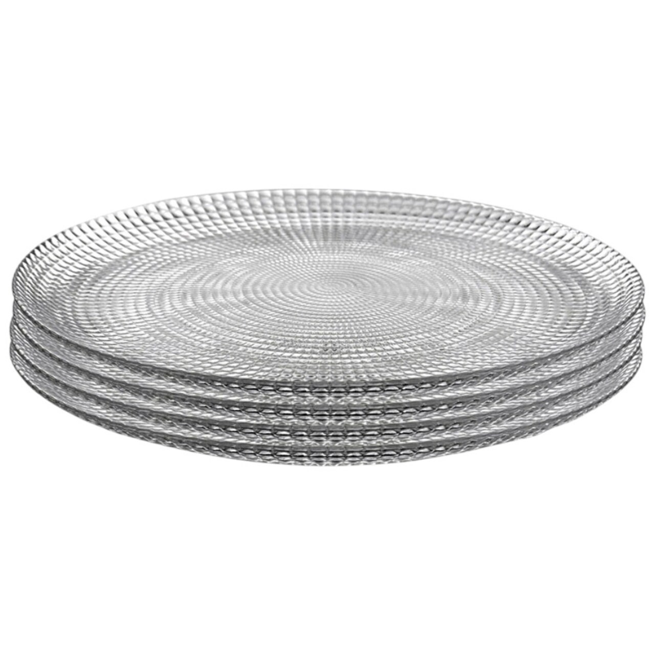 Glass Dinner Plate Decorative Swirl Beaded Pattern 10.75 Inch